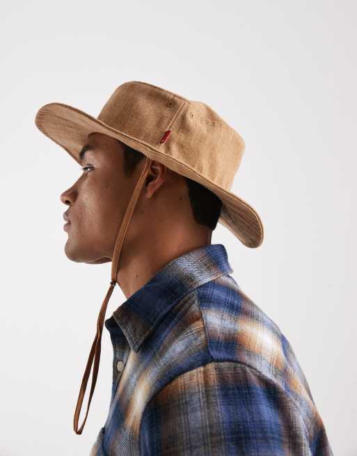 Levi's tonal logo drawstring bucket hat in tan ASOS