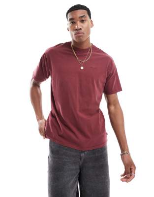 tonal logo vintage garment dye t-shirt in burgundy-Red