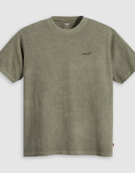 Levi's tonal logo vintage oversized garment dyed t-shirt in dark green - view 1