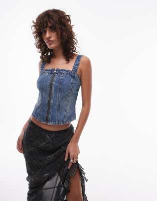 Levi's - Top bustier en jean - Bleu moyen