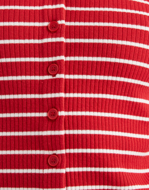 Levi's - top de punto acanalado con botones y rayas rojas, 4 de 4