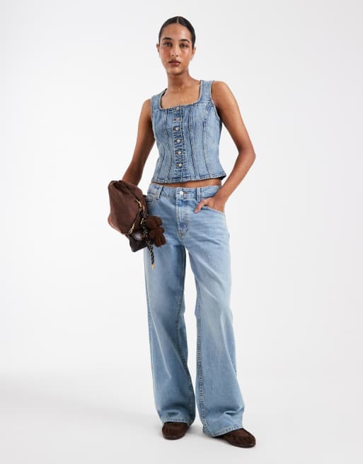 Levi's - Top en jean sculptant à encolure carrée - Blanc, 2 de 4