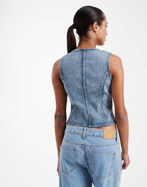 Levi's - Top en jean sculptant à encolure carrée - Blanc, 3 de 4