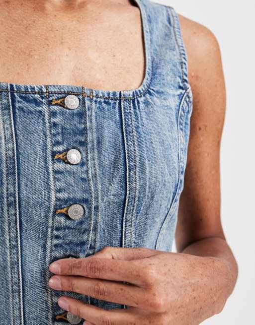 Levi's - Top en jean sculptant à encolure carrée - Blanc, 4 de 4