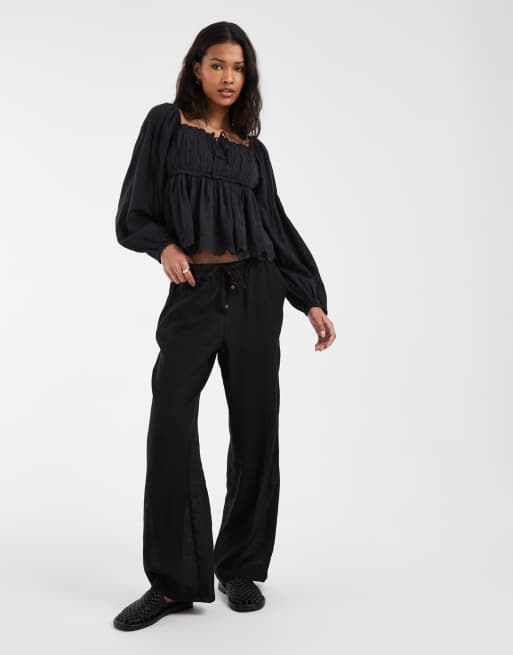 Levi's - Top milkmaid bohémien nero, 2 di 4