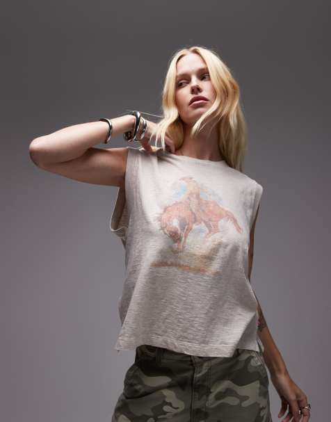 Levi's - Top senza maniche écru con stampa stile western - view 1