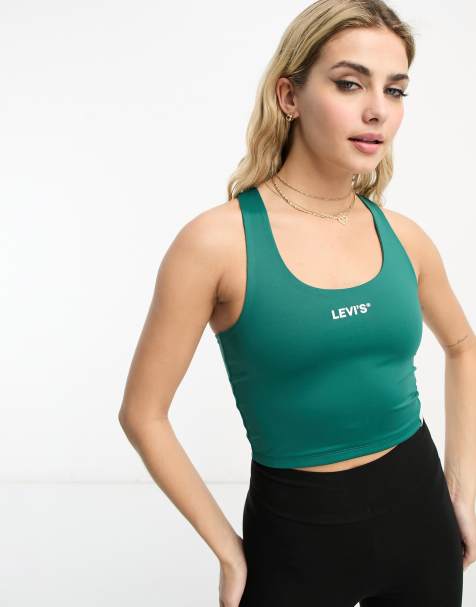 Levi's - Top senza maniche verde con scollo a vogatore e logo - view 1