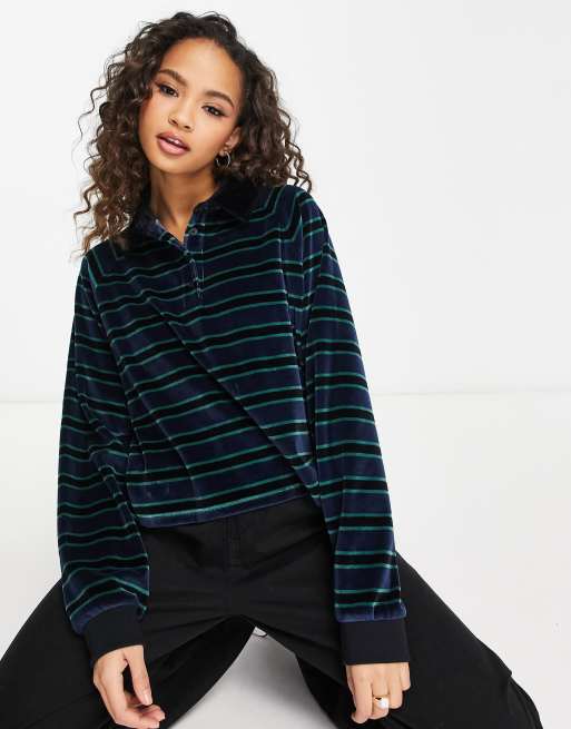 Haut Rayé Femme Style Rugby Bon Marché - Taille M - Occasion Très Bon état - Manches Courtes