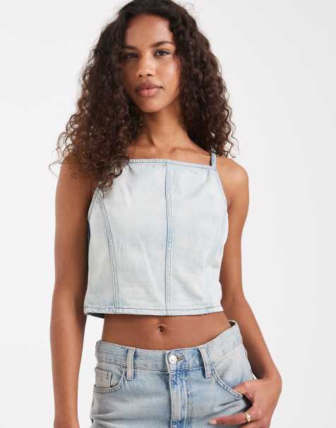 Levi's - Top vaquero azul con cuello cuadrado - view 1