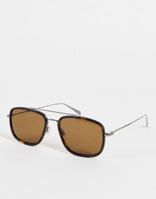 Levi's tort inlay aviator sunglasses in brown