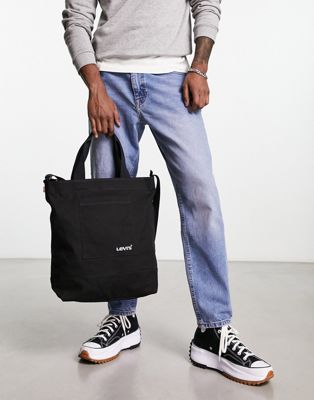 Levi's zip up tote bag with additional long strap in black - ASOS Price Checker