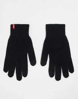 Levi's touch screen gloves in black with red tab