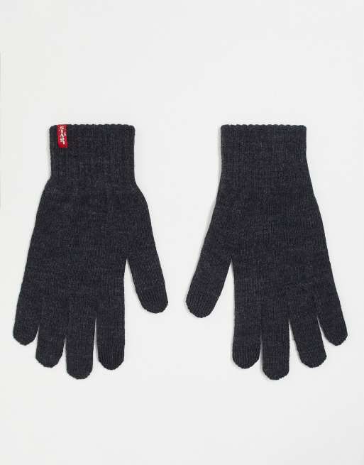 Levi's touchscreen gloves in grey with red tab