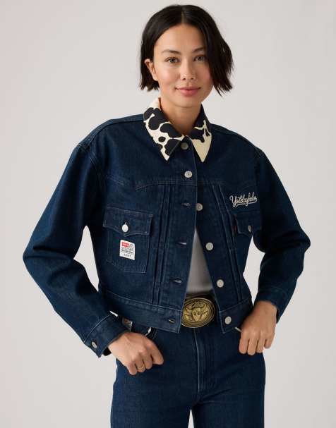Levi's Toy Story type 3 trucker jacket with cow print collar in indigo co-ord - view 1
