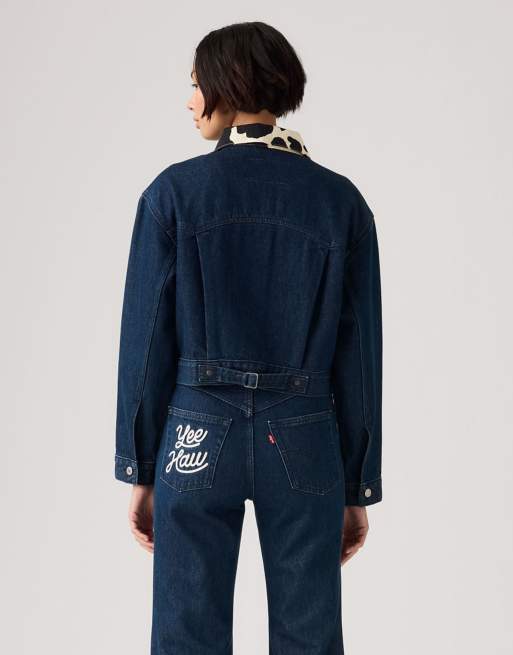 Levi's Toy Story type 3 trucker jacket with cow print collar in indigo co-ord, 3 of 4