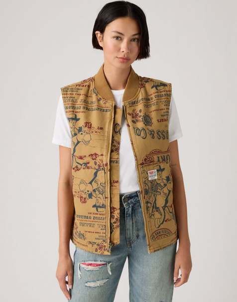 Levi's Toy Story unisex workwear canvas vest with all over print in tan co-ord - view 1