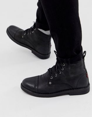 Levis Track lace up boots in black | ASOS