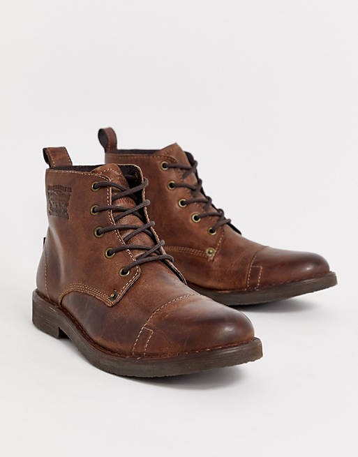 Levis Track lace up boots in brown | ASOS