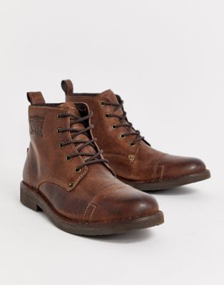 Levis Track lace up boots in brown | ASOS