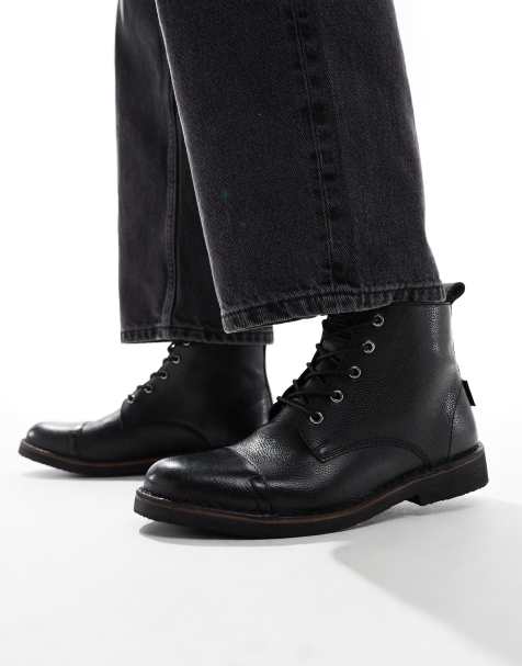 Levi's Track lace up leather boots in black - view 1