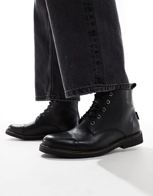 Levi's – Track – Svarta boots med snörning i läder