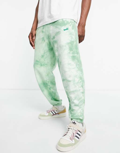 Levi's trackies in green tie dye with logo