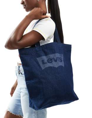 Levi's - Tragetasche aus Denim mit Fledermaus-Logo-Blau