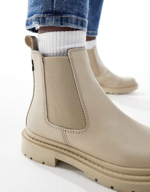 Levi s Trooper leather look chelsea boots in beige