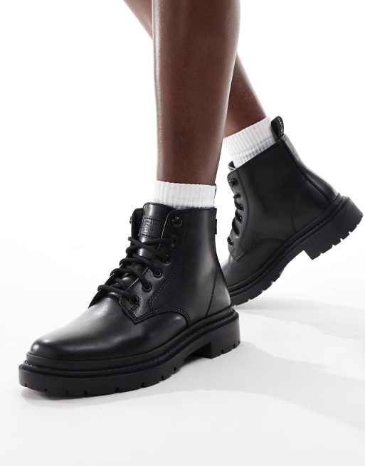 Levi s Trooper leather look lace up boots in black