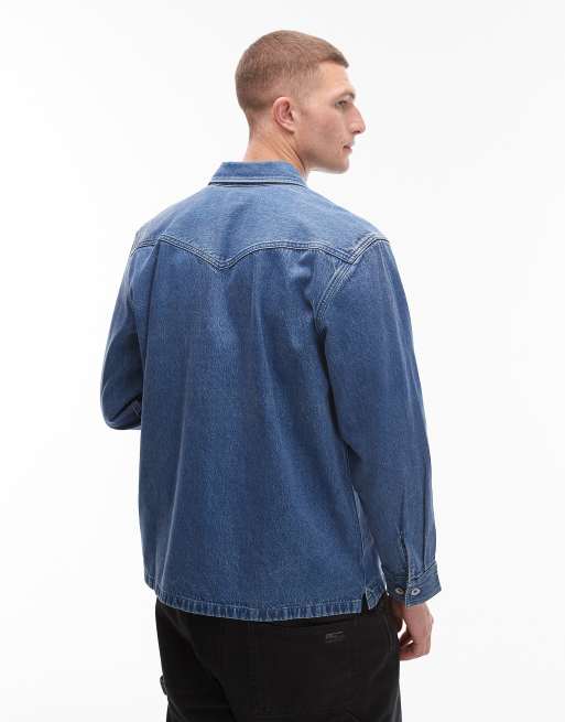 Levi's truckee denim worker overshirt in mid wash, 3 of 5