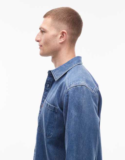 Levi's truckee denim worker overshirt in mid wash, 4 of 5