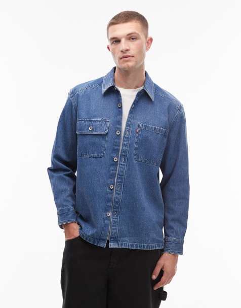 Levi's truckee denim worker overshirt in mid wash
