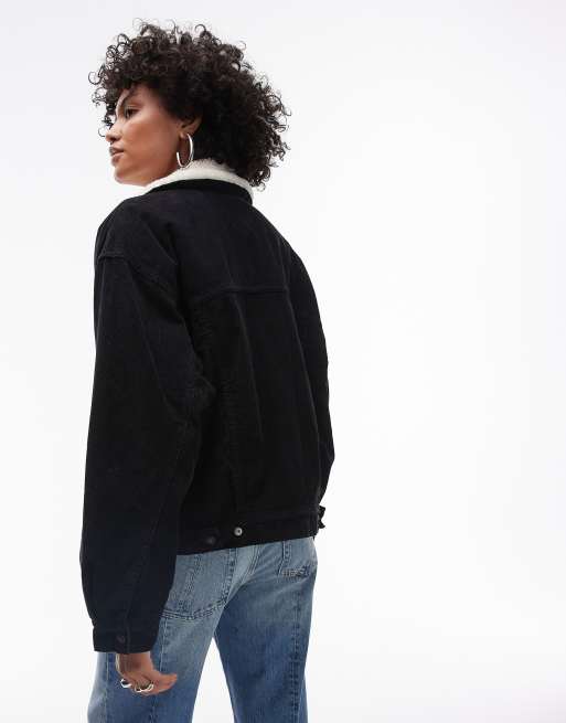 Levi's – Trucker-Jacke im 90er-Stil aus Cord in Schwarz mit Teddyfutter, 4 von 4