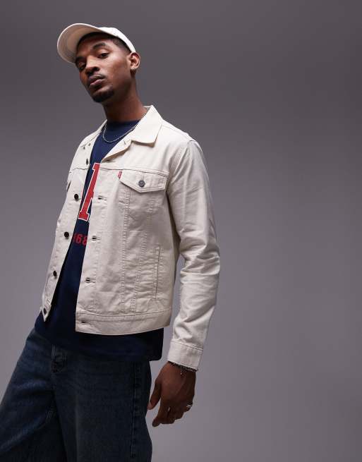 Levi's trucker jacket in cotton linen blend in ecru
