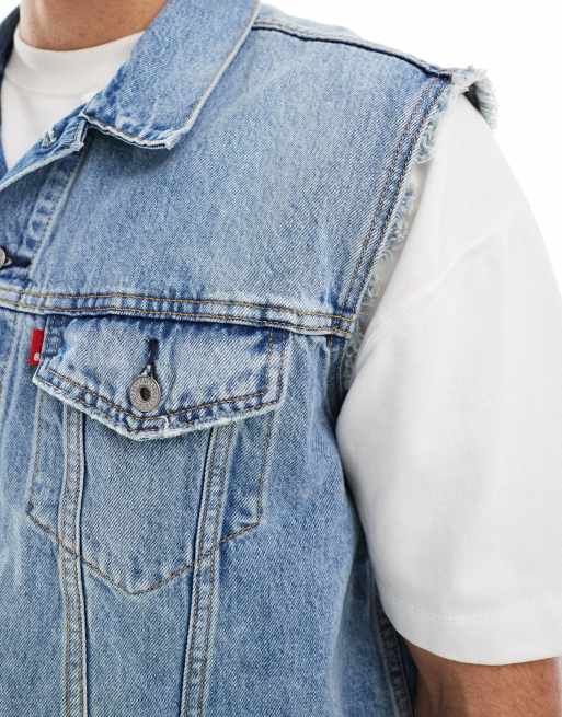 Levi's – Trucker-Jeansweste in heller Waschung mit lockerem