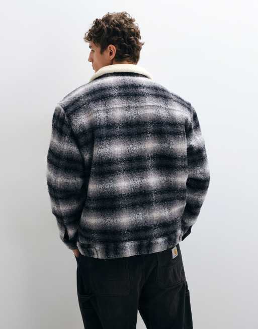 Levi's Truckerjacke mit Sherpa-Futter im Karomuster in Schwarz, 5 von 5