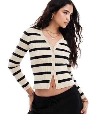 Levi's Tulip slim fit stripe knit cardigan in beige