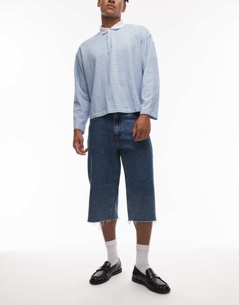 Levi's twisted baggy 3/4 denim jean jorts in dark wash - view 1