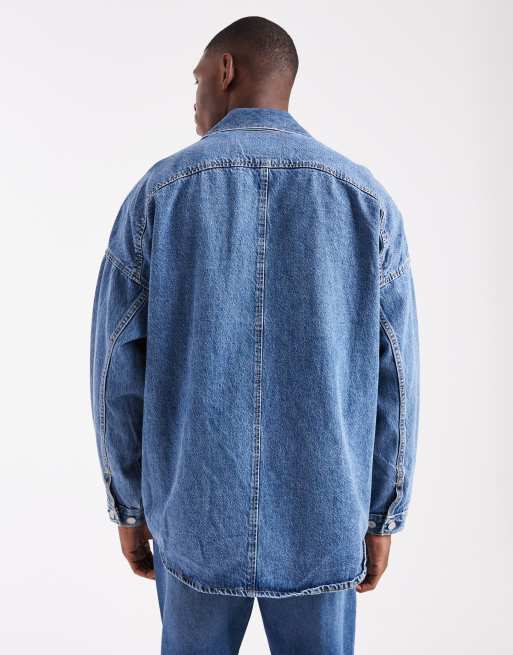 Levi's twisted denim shacket in mid wash, 3 of 5