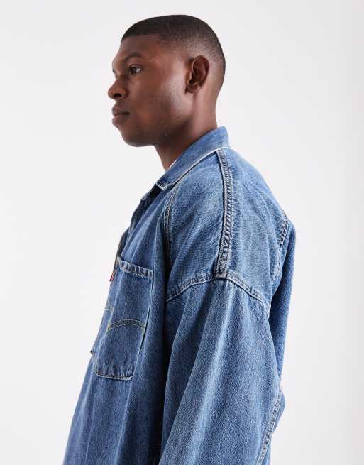 Levi's twisted denim shacket in mid wash, 4 of 5