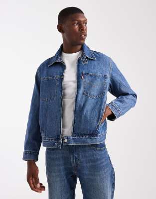 Levi's twisted denim trucker jacket in dark wash-Navy