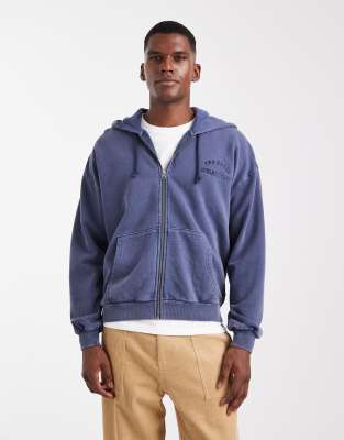 Levi's two horse cropped full zip hoodie in mid blue | ASOS