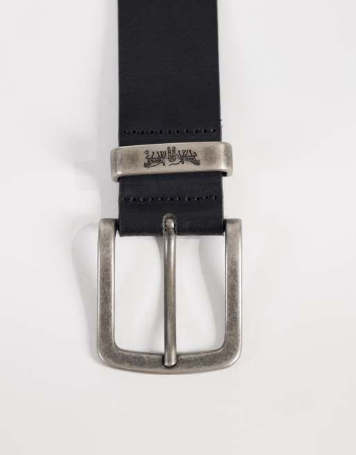 Levi's Two Horse keeper 40mm leather belt in black, 3 of 3