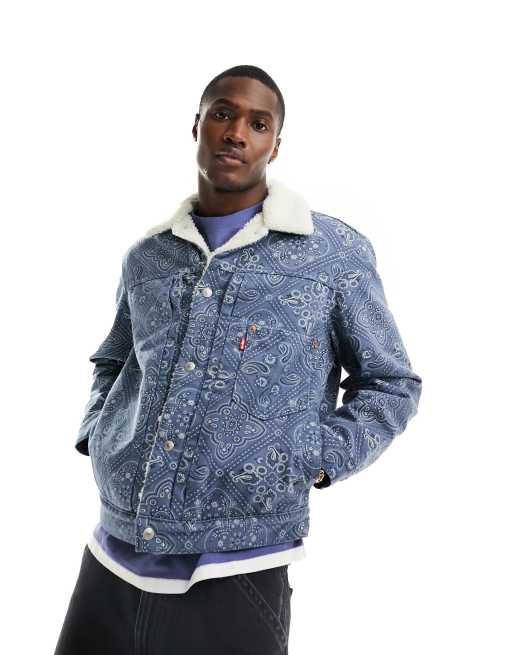 Levi's Type 1 Sherpa trucker denim jacket in blue pattern