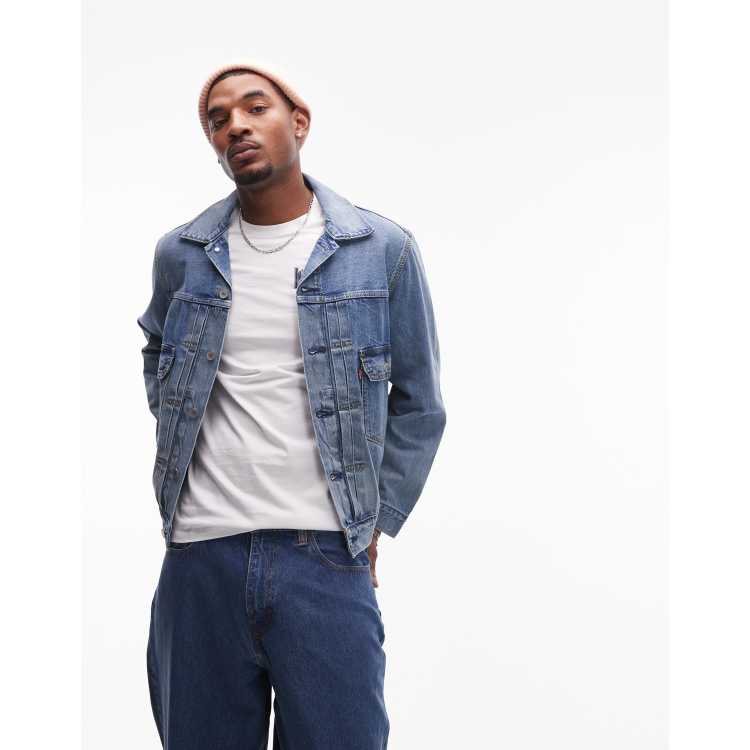 Levi's type 2 trucker jacket selvage denim in mid wash | ASOS