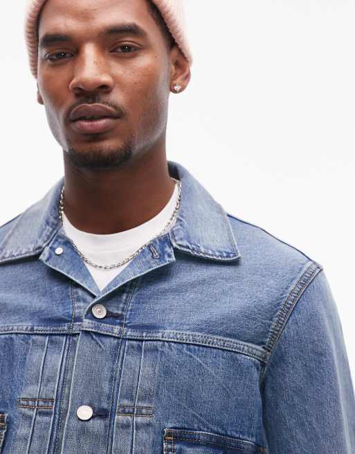 Levi's type trucker jacket selvage denim in mid wash ASOS