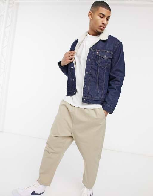 Levi's type 3 borg lined denim trucker jacket in rockridge rinse wash | ASOS