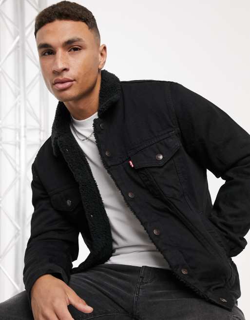 Levis type 3 outlet sherpa trucker black