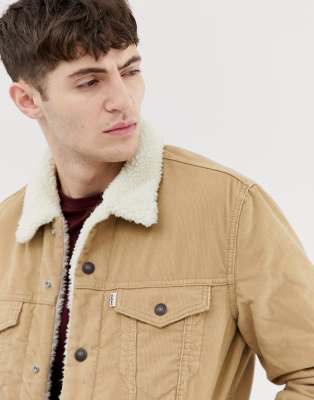 3 borg trucker jacket chino cord | ASOS