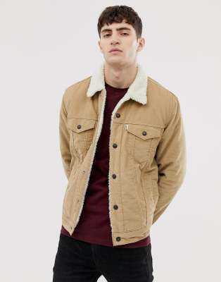 3 borg trucker jacket chino cord | ASOS